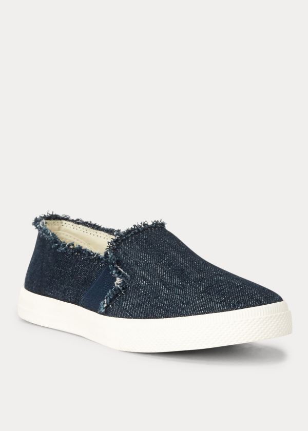 Zapatillas Ralph Lauren Mujer Azul Marino - Jinny Denim Slip-On - NICVW1608